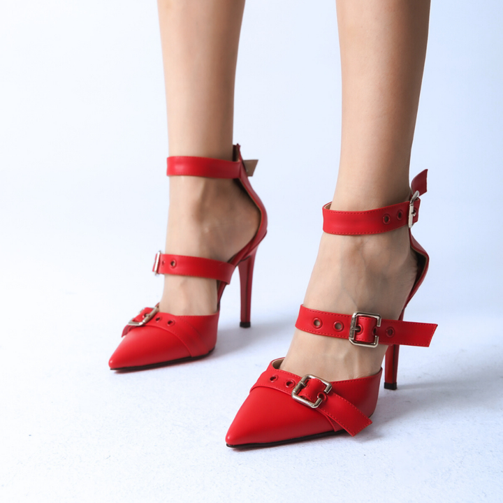 DSM Carlin Red Leather High Heel Women's Shoe - Blue Springs