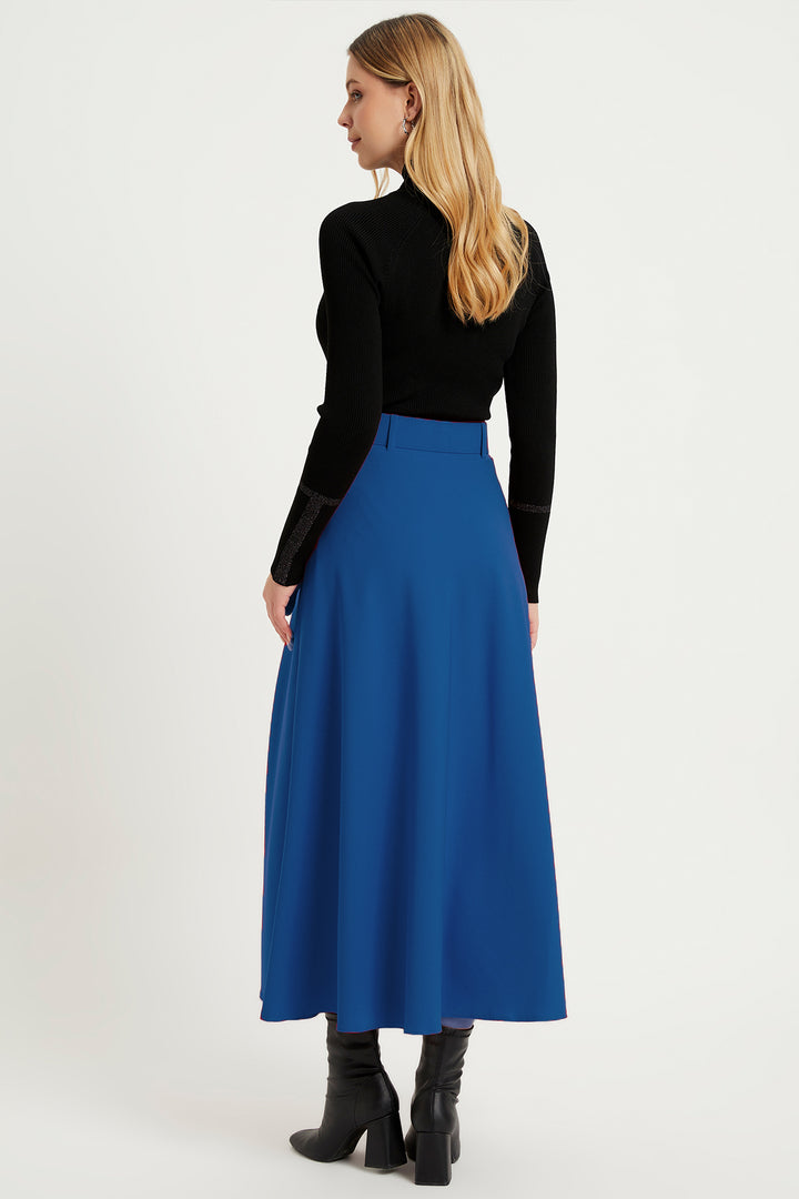 ZRF Women Belted Flared Skirt - Indigo - Ingolstadt