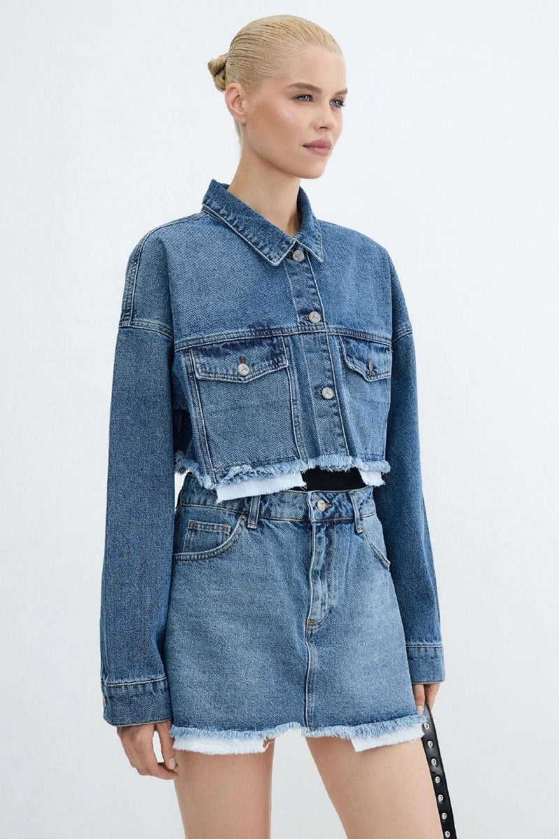 XLJ Denim Short Skirt with Revealed Pocket Liners Mixed - Brive-la-Gaillarde