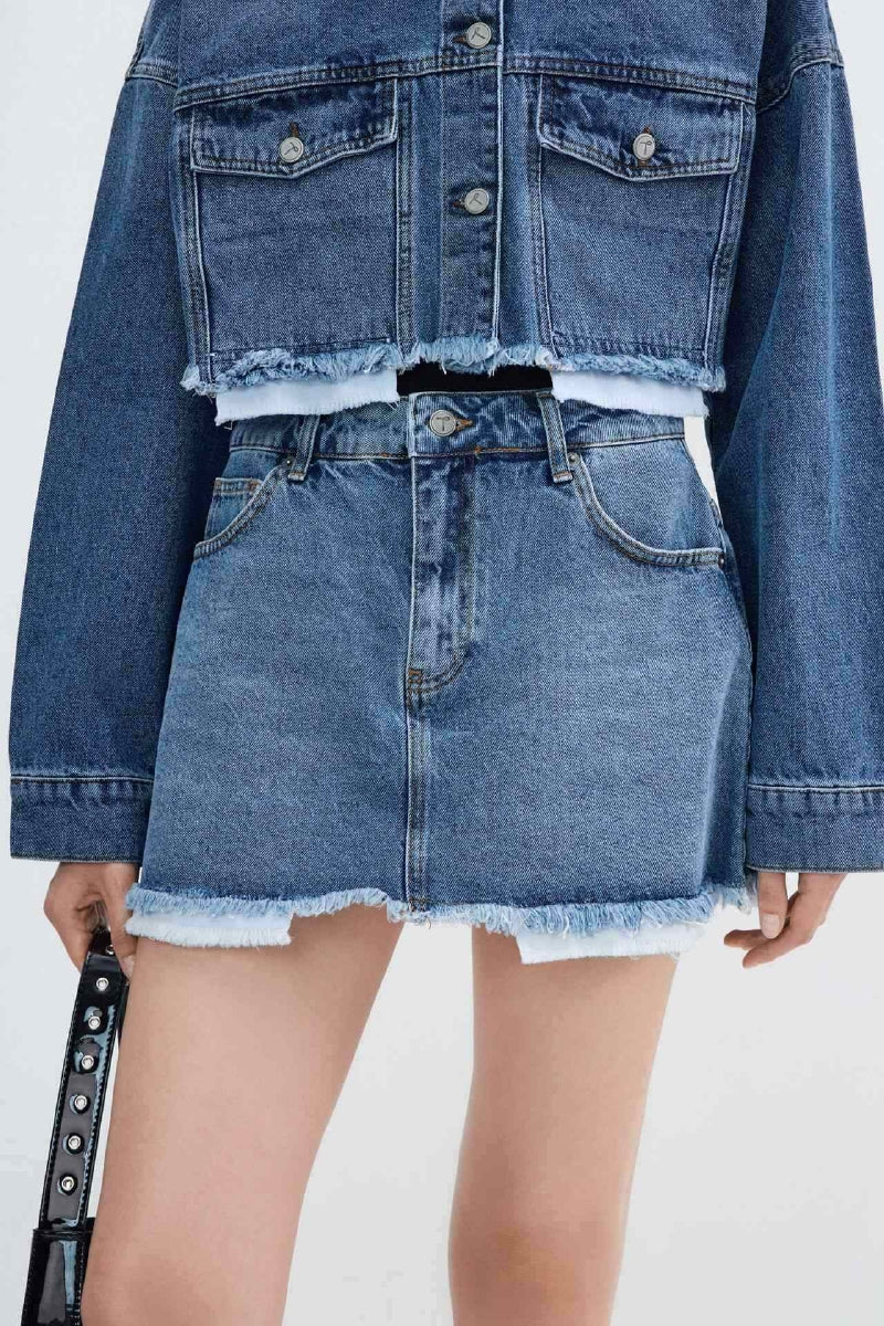 XLJ Denim Short Skirt with Revealed Pocket Liners Mixed - Brive-la-Gaillarde