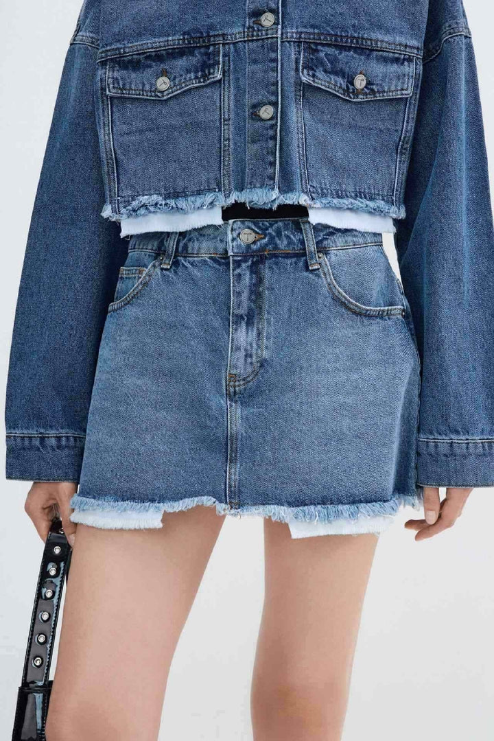XLJ Denim Short Skirt with Revealed Pocket Liners Mixed - Brive-la-Gaillarde