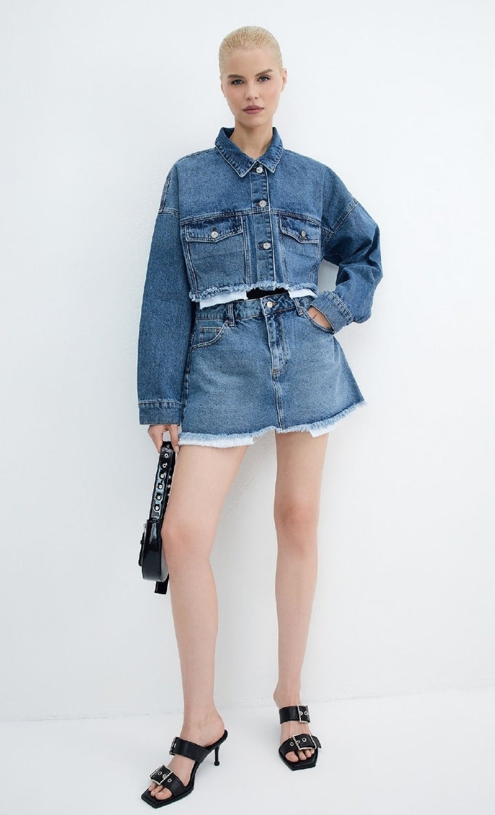 XLJ Denim Short Skirt with Revealed Pocket Liners Mixed - Brive-la-Gaillarde