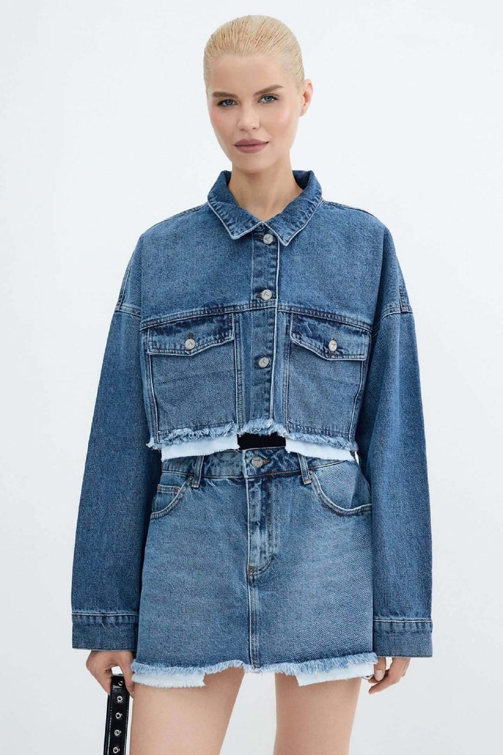 XLJ Denim Short Skirt with Revealed Pocket Liners Mixed - Brive-la-Gaillarde