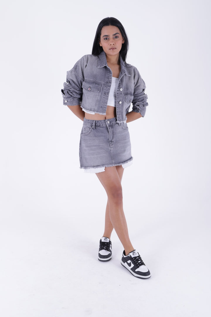 XLJ Denim Short Skirt with Revealed Pocket Liners Mixed - Lamía