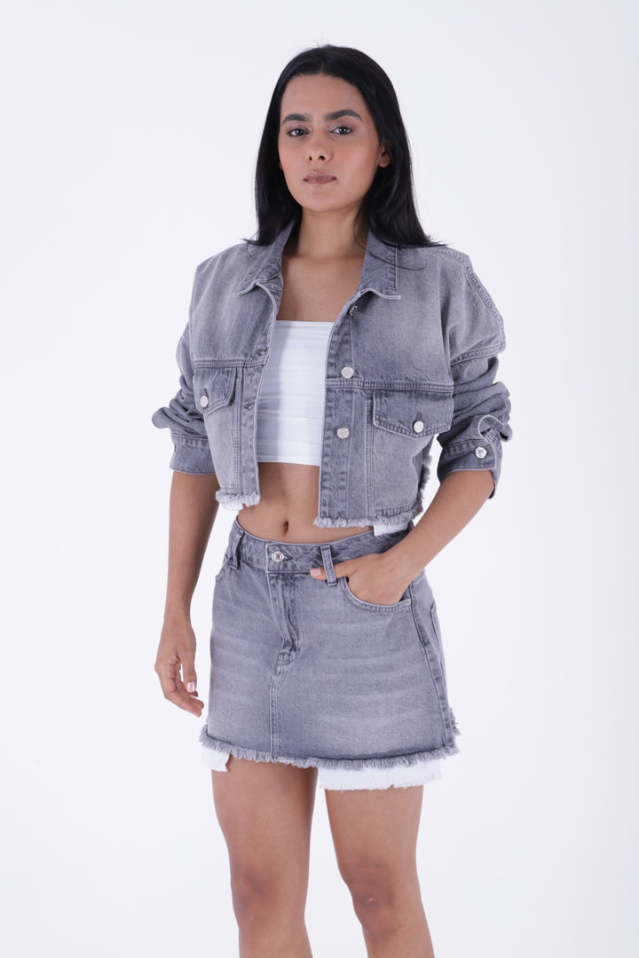 XLJ Denim Short Skirt with Revealed Pocket Liners Mixed - Lamía