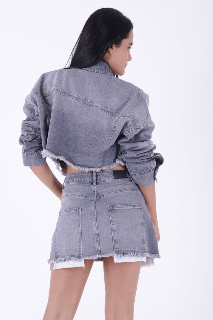 XLJ Denim Short Skirt with Revealed Pocket Liners Mixed - Lamía