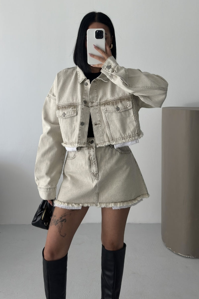 XLJ Denim Short Skirt with Revealed Pocket Liners Mixed - Tuscaloosa