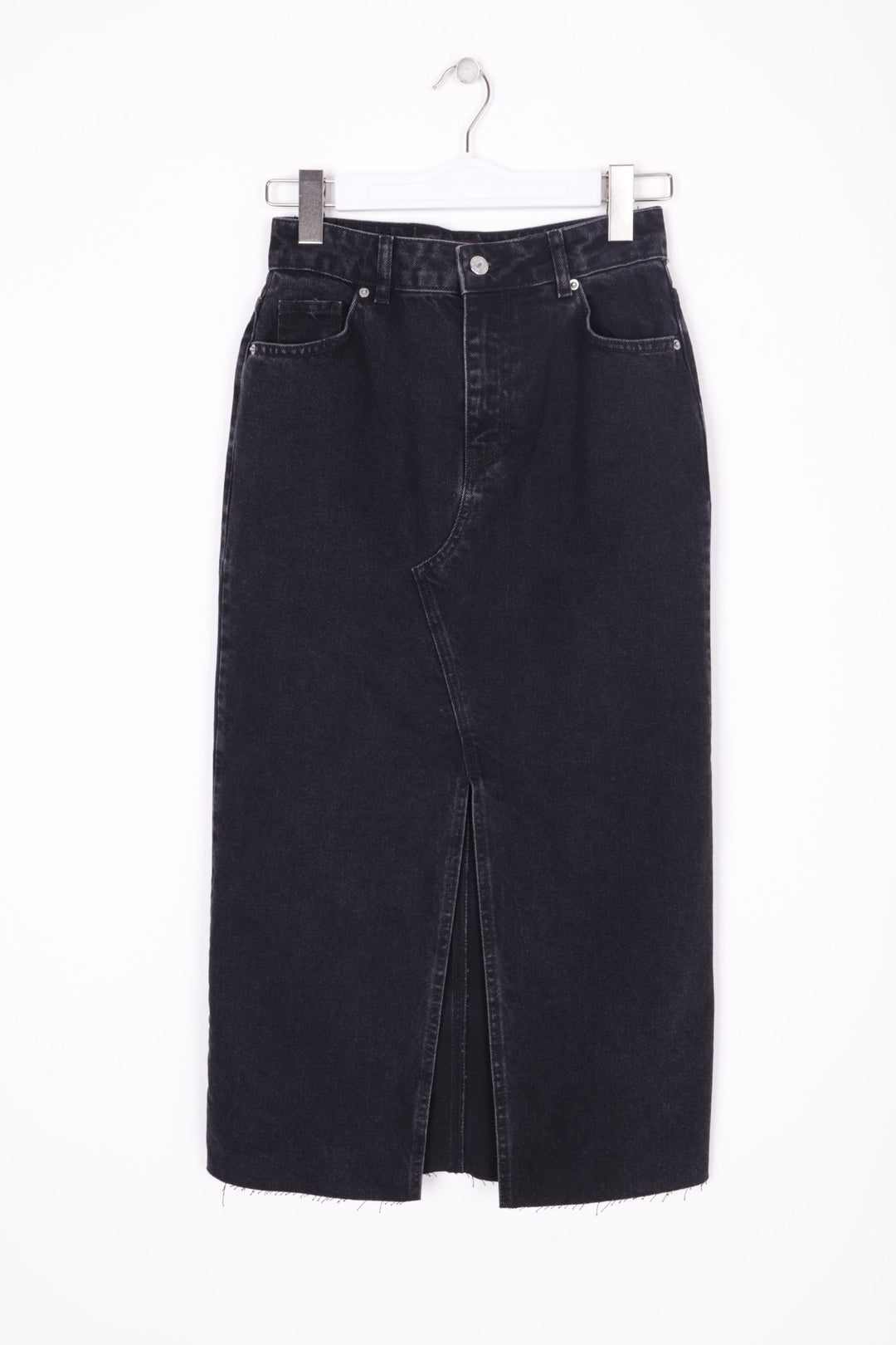XLJ Fringe Finish Denim Medium Skirt with Front Slit Mixed - Bielefeld
