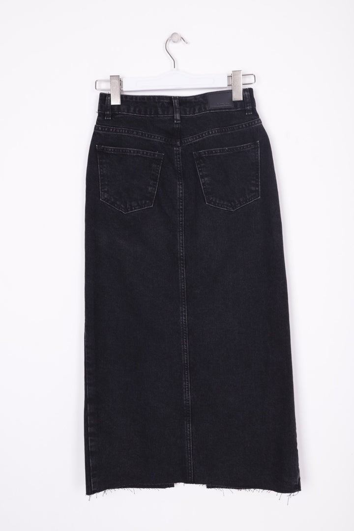 XLJ Fringe Finish Denim Medium Skirt with Front Slit Mixed - Bielefeld