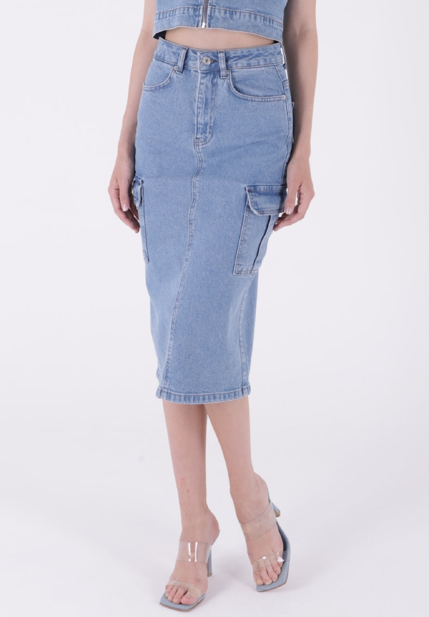 XLJ Cargo Pocket Denim Skirt Mixed - Mantova