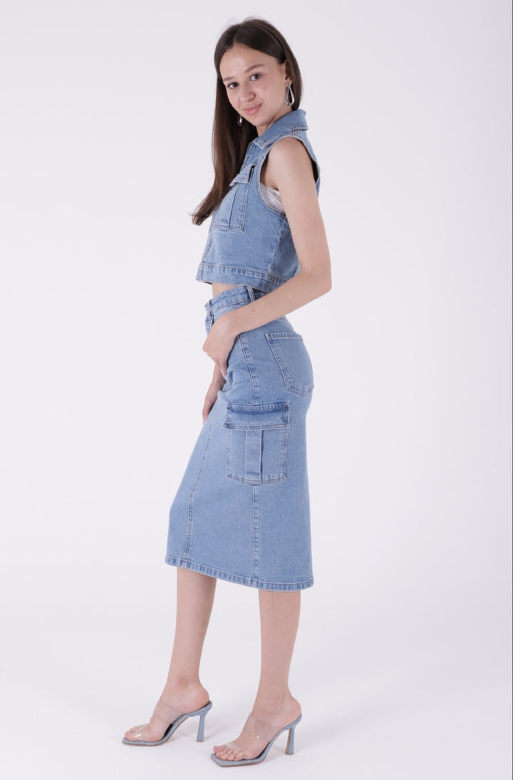 XLJ Cargo Pocket Denim Skirt Mixed - Mantova