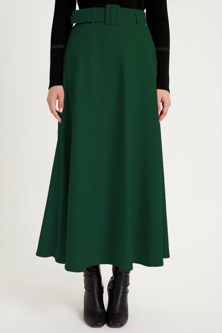 ZRF Women Belted Flared Skirt - Emerald - Wakefield