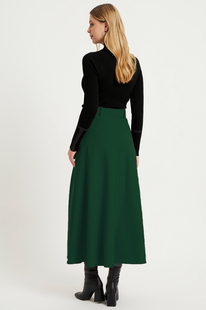 ZRF Women Belted Flared Skirt - Emerald - Wakefield