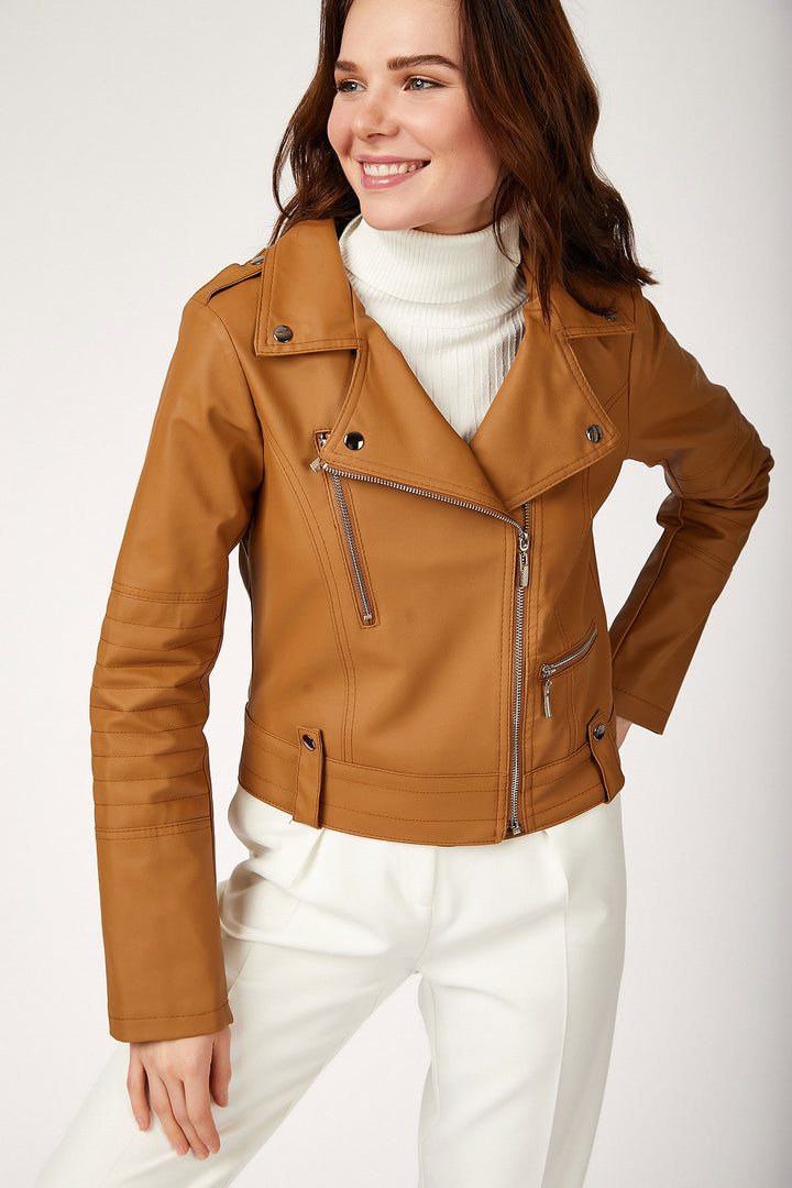 BGD Women Biker Jacket - Camel - Ixtlahuacán de los Membrillos