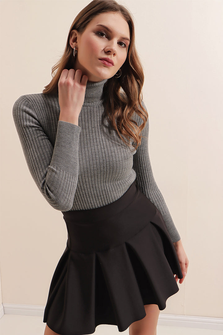 BGD Women Fisherman Collar Sweater - Gray - Helmond