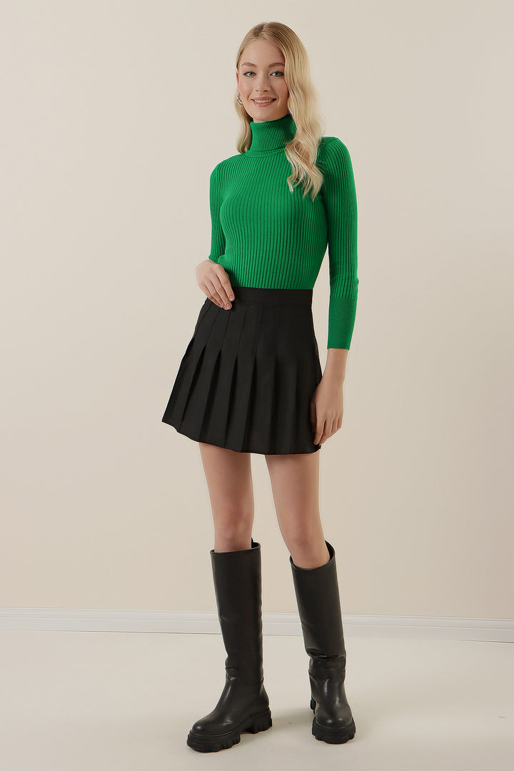 BGD Women Fisherman Collar Sweater - Dark Green - Avondale