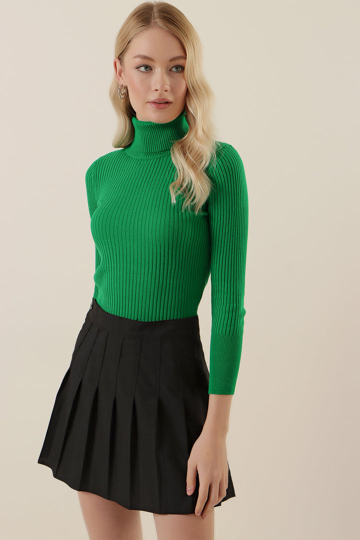 BGD Women Fisherman Collar Sweater - Dark Green - Avondale