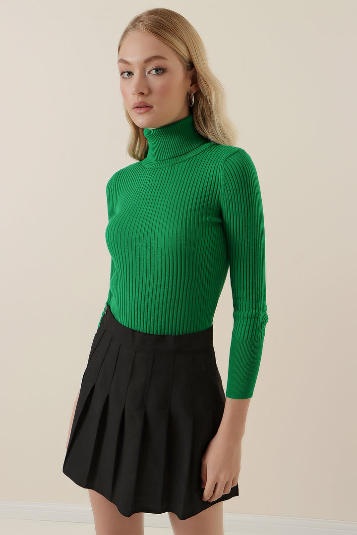 BGD Women Fisherman Collar Sweater - Dark Green - Avondale