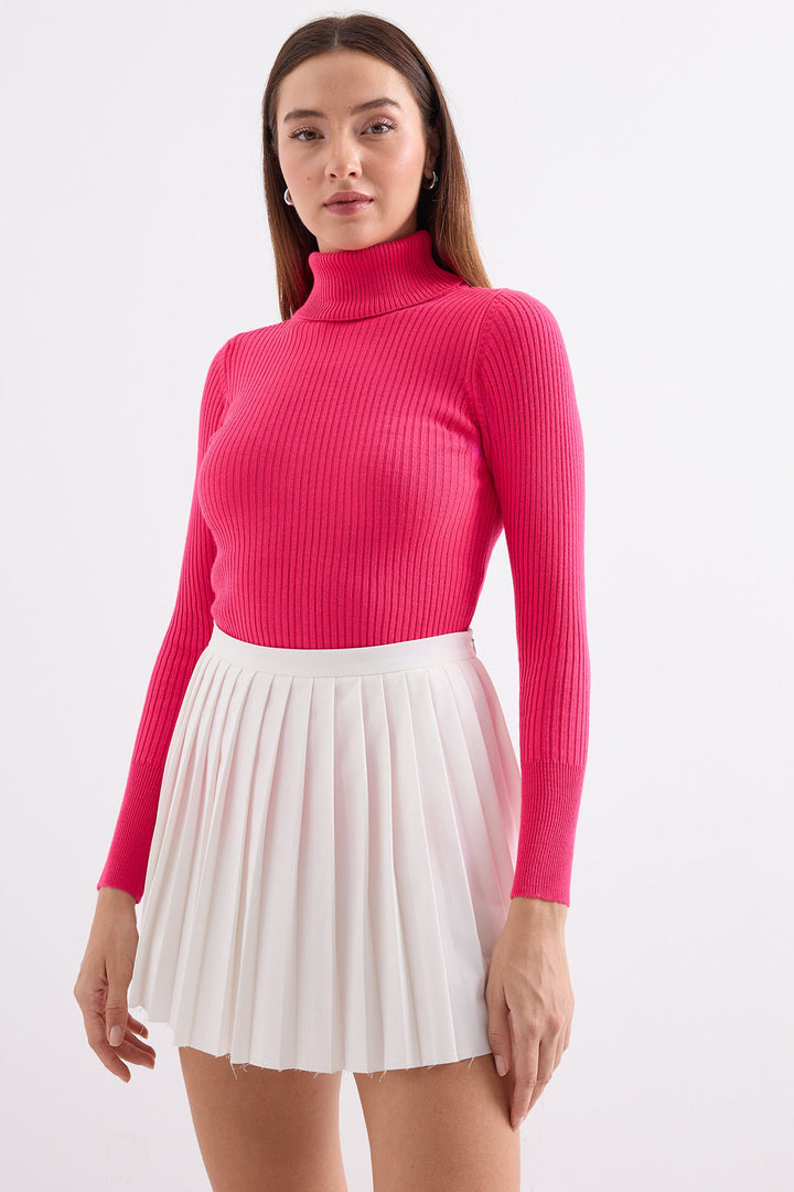 BGD Women Fisherman Collar Sweater - Fuchsia - Avondale