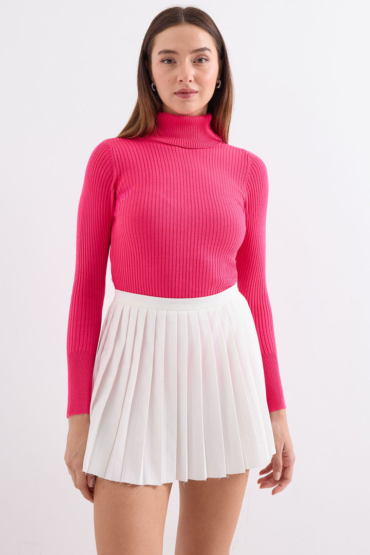 BGD Women Fisherman Collar Sweater - Fuchsia - Avondale