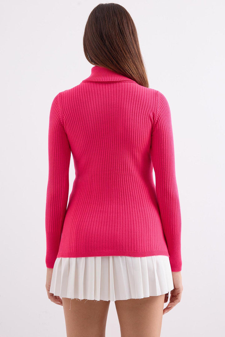 BGD Women Fisherman Collar Sweater - Fuchsia - Avondale