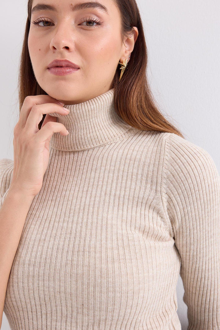 BGD Women Fisherman Collar Sweater - Stone - Avondale