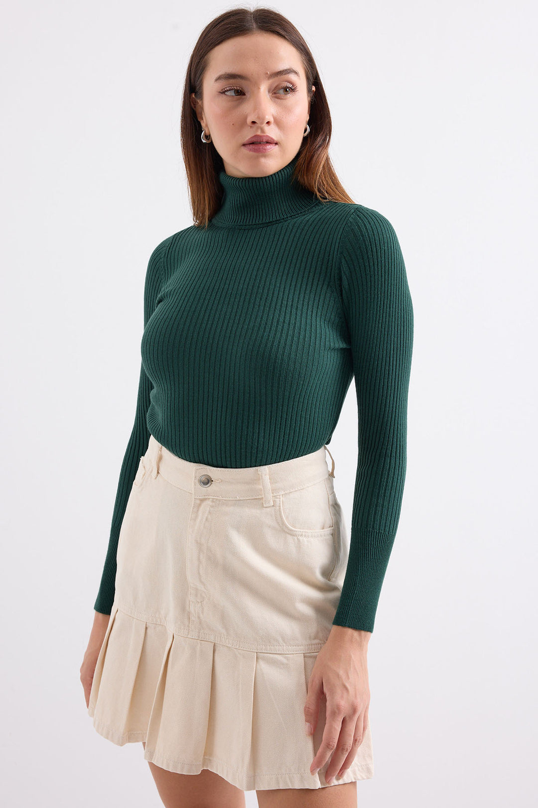 BGD Women Fisherman Collar Sweater - Emerald Green - Avondale