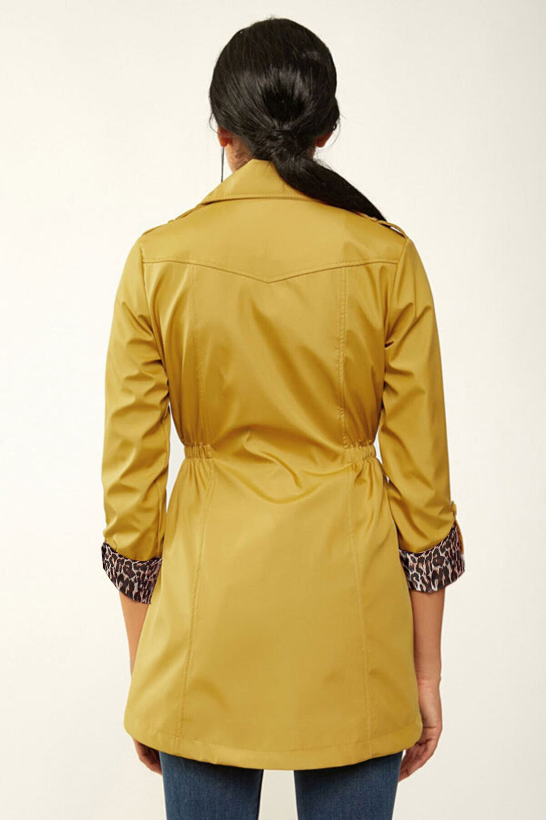 BGD Women Waist Pleated Trench Coat - Mustard - Avondale