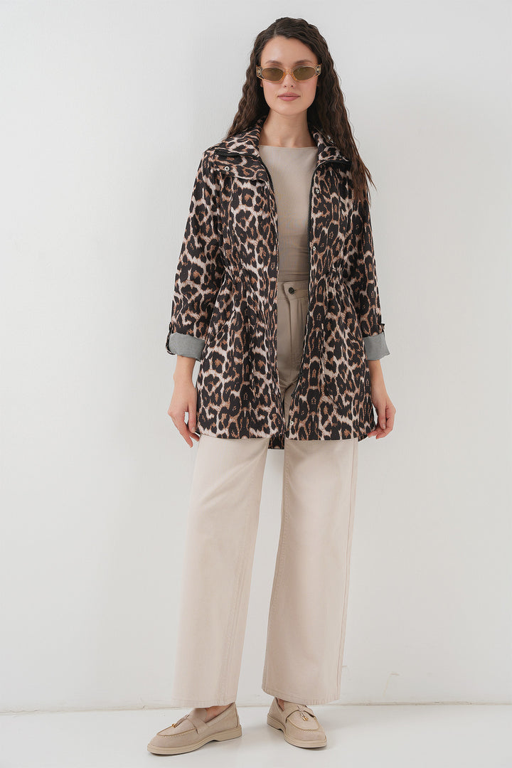 BGD Women Waist Pleated Trench Coat - C. Brown - Indio