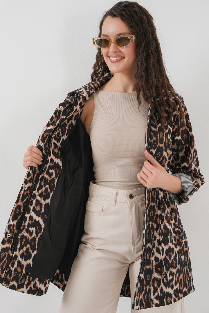 BGD Women Waist Pleated Trench Coat - C. Brown - Indio
