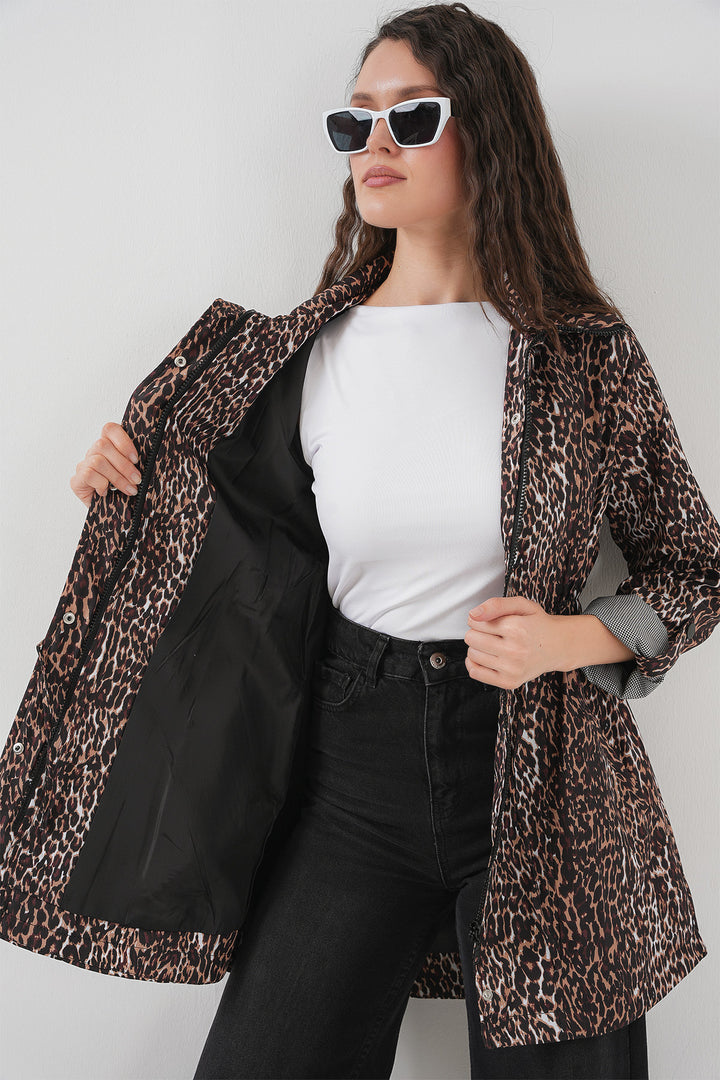 BGD Women Waist Pleated Trench Coat - Espresso - Hellevoetsluis