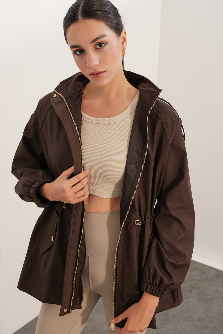 BGD Women Kadın Beli Büzgülü Mont  Kahverengi - 10322 - Tamworth