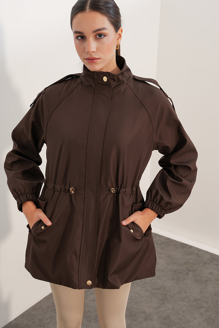 BGD Women Kadın Beli Büzgülü Mont  Kahverengi - 10322 - Tamworth