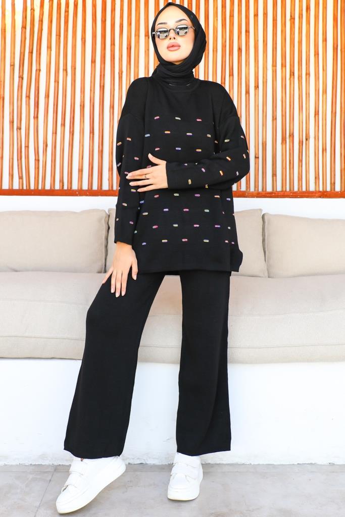 BNG Women Waffled Knit Set Black - Clermont