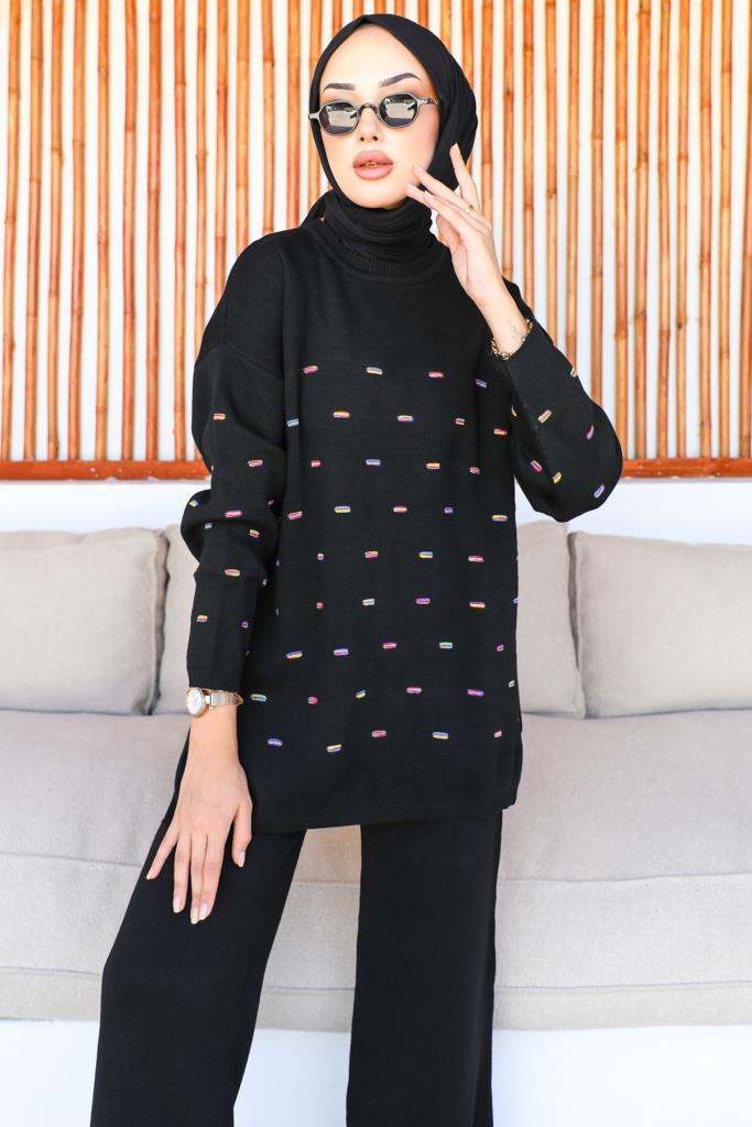 BNG Women Waffled Knit Set Black - Clermont