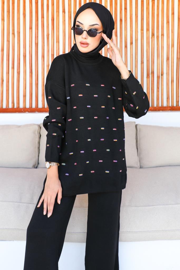 BNG Women Waffled Knit Set Black - Clermont