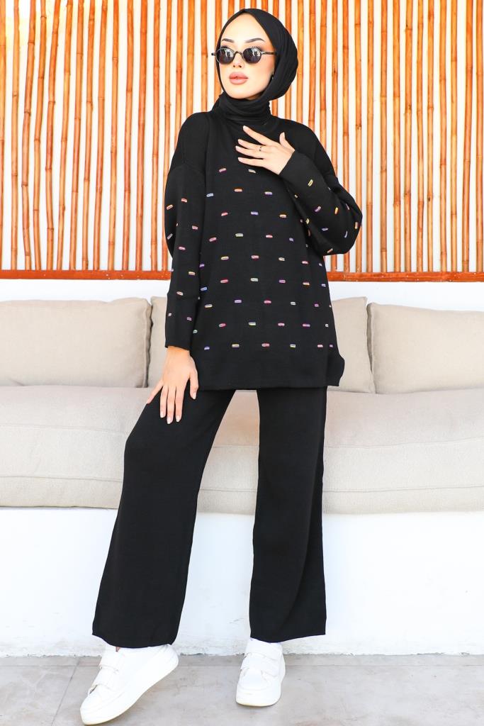 BNG Women Waffled Knit Set Black - Clermont