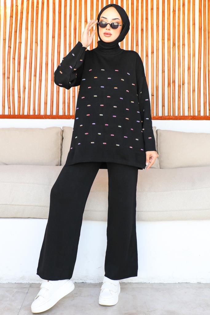 BNG Women Waffled Knit Set Black - Clermont