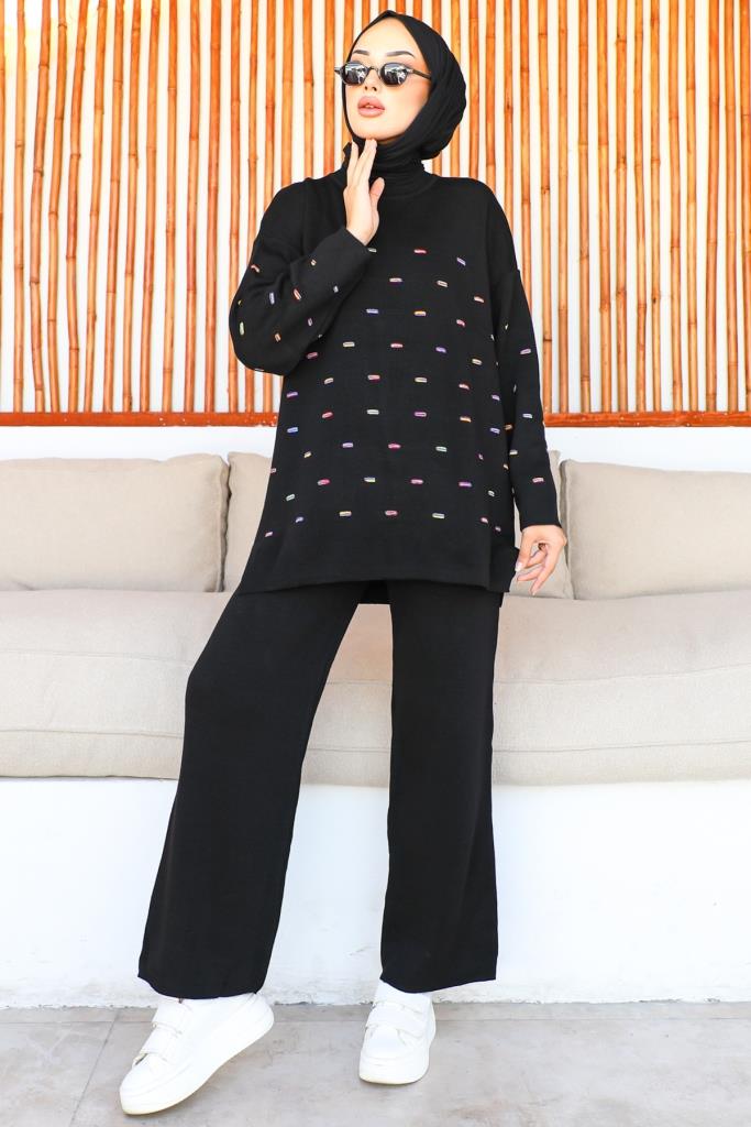 BNG Women Waffled Knit Set Black - Clermont