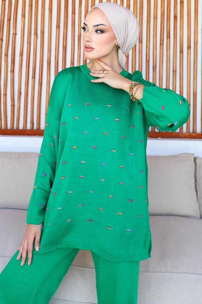 BNG Women Waffled Knit Suit Green - Clermont
