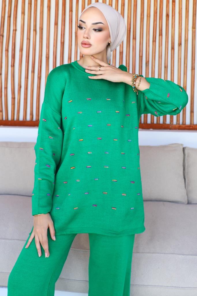 BNG Women Waffled Knit Suit Green - Clermont