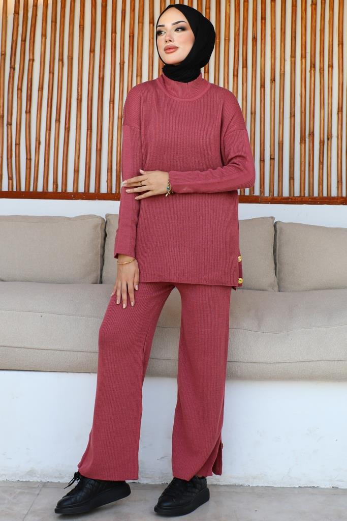 BNG Women Ribbed Buttoned Suit Rose Pink - Clermont