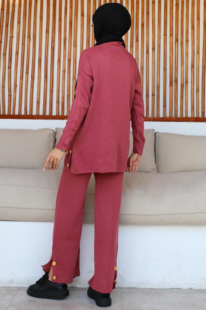 BNG Women Ribbed Buttoned Suit Rose Pink - Clermont