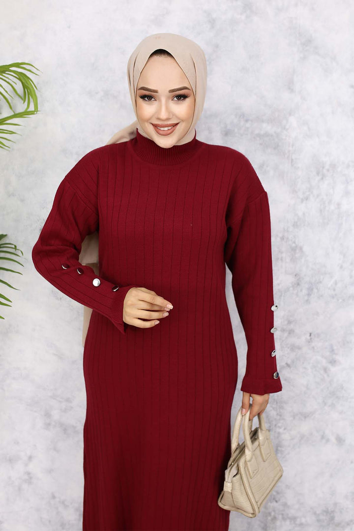 BNG Women Ruffled Knit Dress Burgundy - Wallasey
