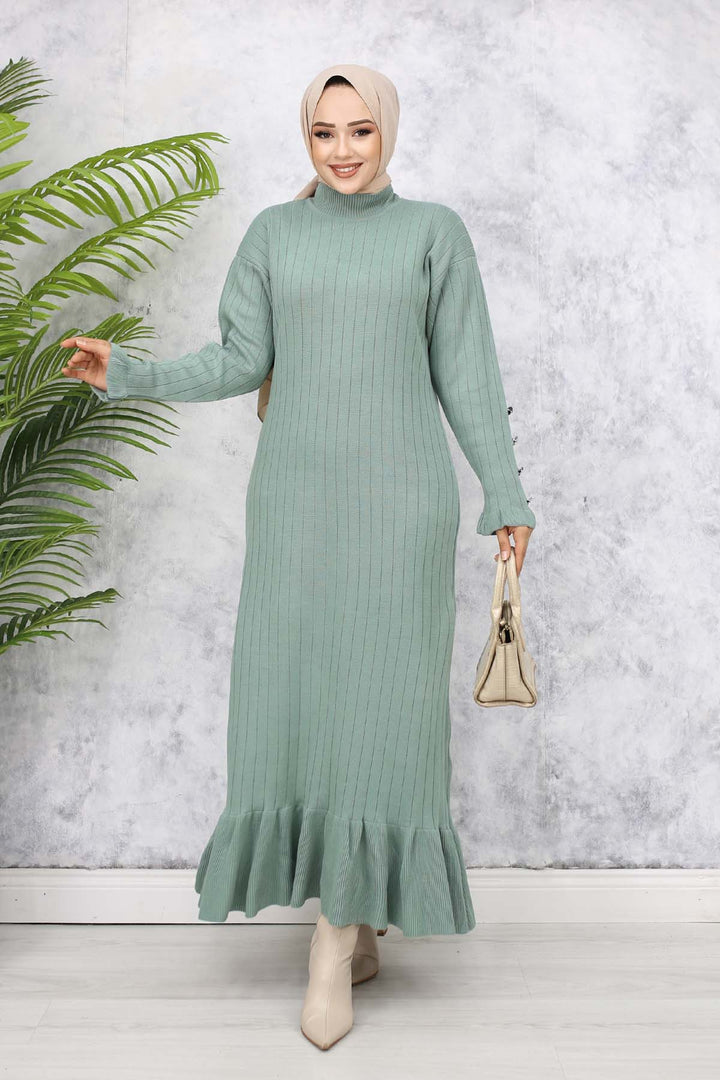BNG Women Frilly Knit Dress Mint Green 23009 - Bethlehem