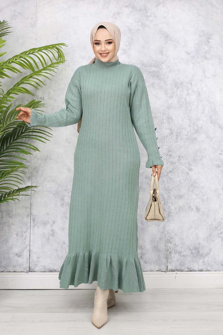 BNG Women Frilly Knit Dress Mint Green 23009 - Bethlehem