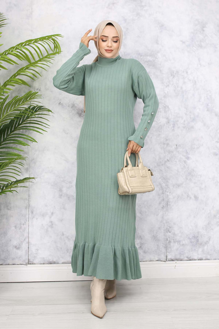 BNG Women Frilly Knit Dress Mint Green 23009 - Bethlehem