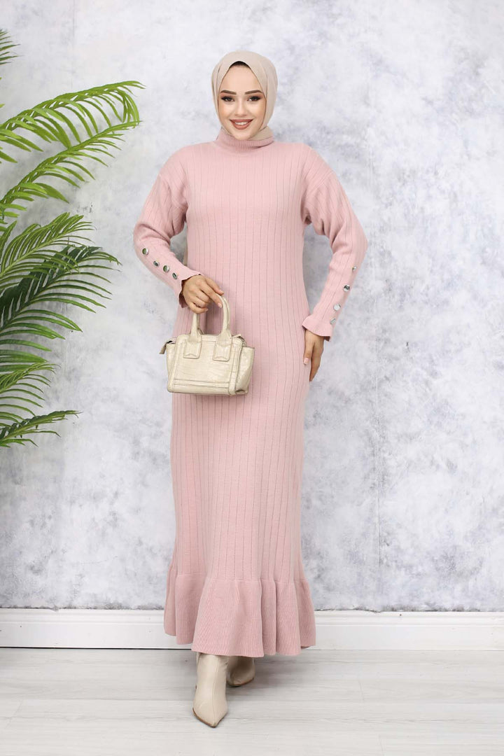 BNG Women Frilly Knit Dress Powder - Messina