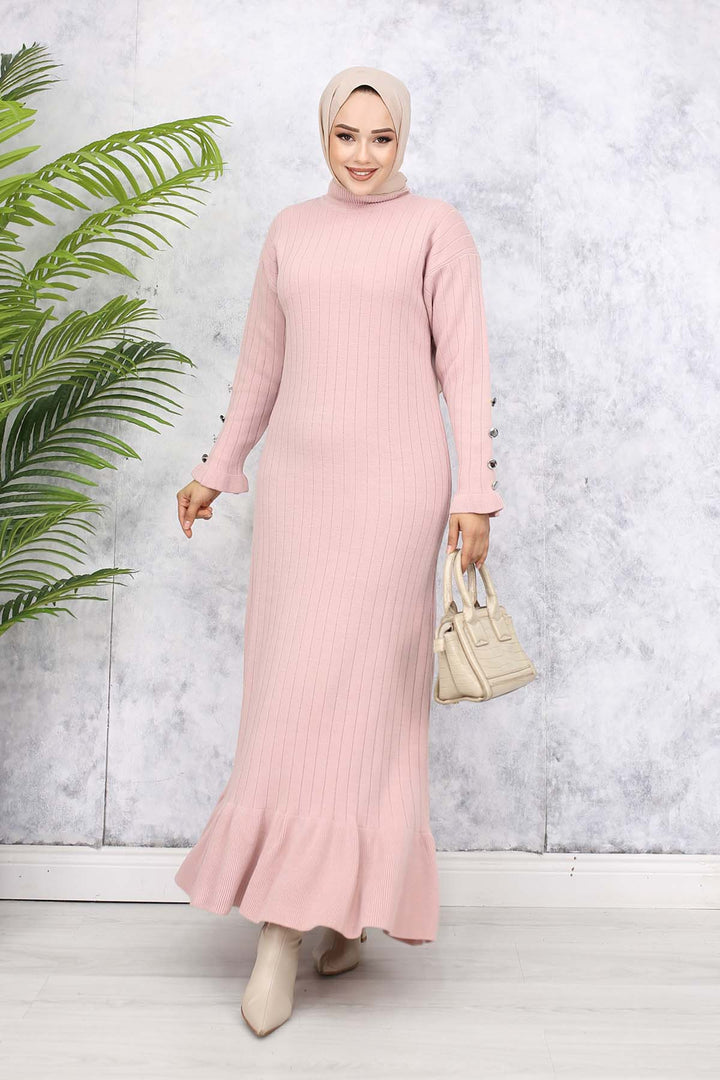 BNG Women Frilly Knit Dress Powder - Messina