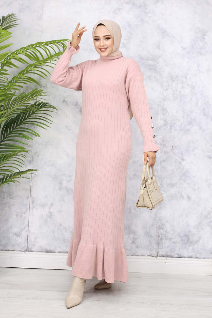 BNG Women Frilly Knit Dress Powder - Messina